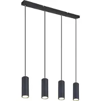 Globo Hängeleuchte Metall schwarz matt, Metall schwarz matt, Kabel PVC schwarz, Höhenverstellbar, LxBxH: 650x60x1200mm, exkl. 4x GU10 35W 230V