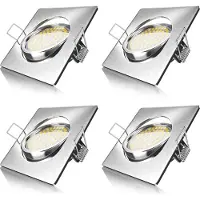 Brandson 4x LED Einbaustrahler in Edelstahl Optik, schwenkbarer Deckenspot mit 320 Lumen / Warmweiß