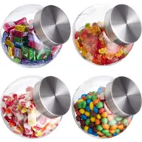 Relaxdays 8 x Bonbonglas, 1,5 l, Vorratsgläser für Süßigkeiten, Lebensmittel, Candy Bar, Bonboniere, Edelstahl-Deckel, klar
