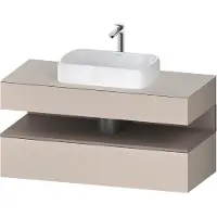 Duravit Qatego Konsolenwaschtischunterbau, 1 Auszug, 1 Schubkasten, Ausschnitt mittig, 1200x550x600mm, Nische Basalt Matt, QA4732043910010