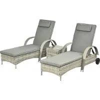 Outsunny Sonnenliege Gartenliege Tisch 3er Set Gartenmöbel Polyrattan 4 Farbe