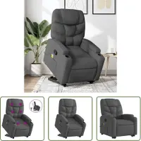The Living Store Massagesessel mit Aufstehhilfe Dunkelgrau Stoff
