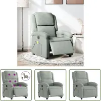 The Living Store Massagesessel Elektrisch Hellgrau Samt