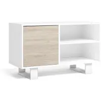 Skraut Home TV-Schränke für Wohnzimmer, Modell Wind, Weiß und Eiche farbe, 95x40x57cm