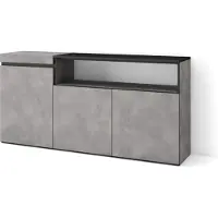 Skraut Home Sideboard, Highboard, 150x35x75cm, 3 Türen, Wohnzimmer, Küche, Zementgrau