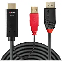 Lindy 41424, 0,5 m, DisplayPort, HDMI + USB, Männlich, Weiblich, Gold