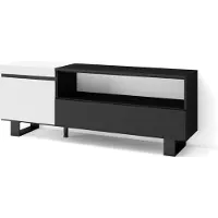 Skraut Home TV-Schrank, Lowboard, 150x35x57cm, Für TV-Geräte bis zu 65", Industriedesign, Weiß und Schwarz