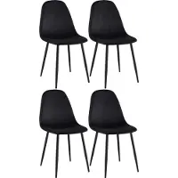 CLP 4er Set Esszimmerstühle Napier gepolstert bis 150 kg belastbar schwarz Material Samt