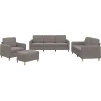 vidaXL 4-tlg. Sofagarnitur mit Kissen Taupe Stoff