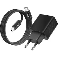 Akashi , 20W USB / USB-C Netzteil inklusive USB-C-Kabel, Schwarz