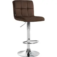 CLP Barhocker Peru Samtbezug höhenverstellbar drehbar mit Rückenlehne braun Gestell Farbe chrom