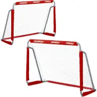 Relaxdays Fußballtor Garten, 2er Set, Kinder & Erwachsene, HBT: 110 x 150 x 75 cm, Metall, stabile Tore für Fußball, rot