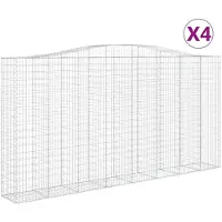 vidaXL Gabionen mit Hochbogen 4 Stk. 400x50x200/220cm Verzinktes Eisen