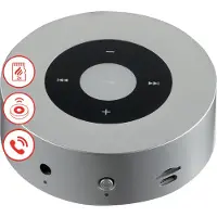 KAMINIO Knister Lautsprecher MORITZ - Kraftvolle Soundbox mit Kaminfeuer-Tönen, Bluetooth, AUX, Mikrofon, Akku - Silber