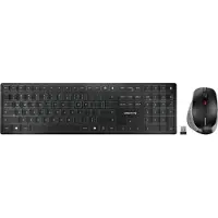 Cherry DW 9500 SLIM, Kabellos, RF Wireless + Bluetooth, Scherenschalter, AZERTY, Schwarz, Grau, Maus enthalten