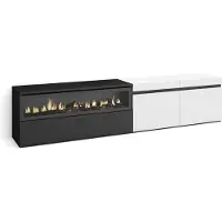 Skraut Home TV-Schrank, Lowboard, 200x35x45cm, Für TV-Geräte bis zu 80", Elektrokamin, Weiß und Schwarz