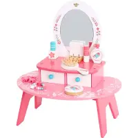 Tooky Toy Pinker Make-up-Schminktisch aus Holz von mit Spiegel