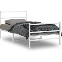 DKD Home Decor vidaXL Bettgestell mit Kopf- und Fußteil Metall Weiß 100x190 cm