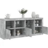 vidaXL Sideboard mit LED-Leuchten Betongrau 164x37x67 cm