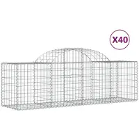 vidaXL Gabionen mit Hochbogen 40 Stk. 200x50x60/80 cm Verzinktes Eisen