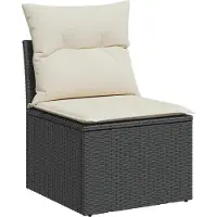 vidaXL Gartensessel ohne Armlehnen mit Kissen Schwarz Poly Rattan