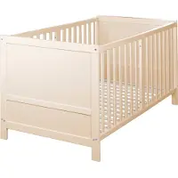Roba Babybett EASY SLEEP 70 x 140 cm inkl. Umbauecken - Mitwachsendes Gitterbett 3-fach höhenverstellbar - 3 Schlupfsprossen - Holz natur