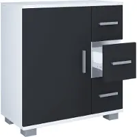 VCM Holz Midischrank | Badschrank | Maße: H. 65 x B. 60 x T. 30 cm | 3 Schubladen | 1 große Drehtür | 2 Fächer - Zalo XL
