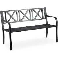 Relaxdays Gartenbank, 2 Sitzer, Terrasse, Balkon, Stahl, stabile Garten Sitzbank, HxBxT: 80,5 x 127 x 63 cm, schwarz