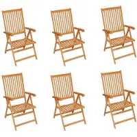 vidaXL Gartenstühle 6 Stk. mit Schwarzen Kissen Massivholz Teak