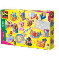 SES Creative 01154 Bastelset für Kinder, Gips Gießen Bastelset, Hunde und Katzen Figuren, Guss-/Mal-Set für Kinder, 5 Jahr(e), Mehrfarbig