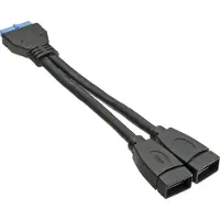 InLine USB 3.0 Adapterkabel, 2x Buchse A auf Pfostenanschluss 19polig, 0,15m, 0,15 m, 2x USB A, 19 pin, Schwarz