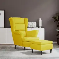 vidaXL "2026 Promotion" OhrenSessel/Einzelsofa/TV-Sessel - mit Hocker Senfgelb Samt - CouchSessel - CC4996