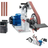 Vevor Bandschleifmaschine, 72 x 2 Zoll Bandpolierer mit variabler Geschwindigkeit und VFD, 1500 W 2 PS Polier- und Schleifmaschine mit 3 Schleifformen und 3 Schleifbändern