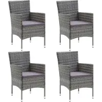 vidaXL "im Angebot" Garten-Essstühle 4 Stk. - bis 150 kg - Poly Rattan Grau - Stapelsessel CC3761