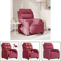 The Living Store Massagesessel Elektrisch Weinrot Samt