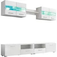 Sonstiges 5-tlg. TV-Wohnwand-Set mit LED-Leuchten Hochglanz-Weiß