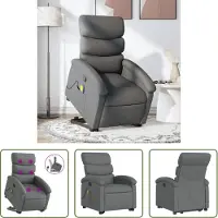 The Living Store Massagesessel mit Aufstehhilfe Dunkelgrau Stoff