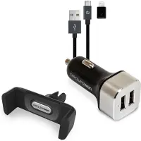RealPower 168182, Auto, Zigarettenanzünder, 1 m, Schwarz, Silber