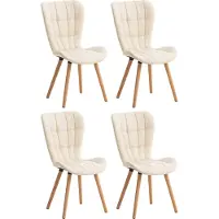 CLP 4er Set Esszimmerstuhl Elda Kunstleder mit robustem Holzgestell creme