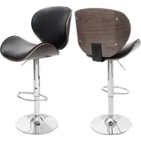 Mendler Barhocker Arklow, Barstuhl, Holz Bugholz Retro-Design grau, Polster schwarz