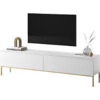 Selsey Bemmi - TV-Lowboard Weiß mit goldenen Metallfüßen, 175 cm