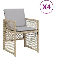 vidaXL Gartenstühle mit Kissen 4 Stk. Beigemischung Poly Rattan