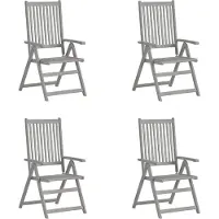vidaXL Cloris Designermöbel Verstellbare Gartenstühle 4er Set Grau Massivholz Akazie 2024 Neu