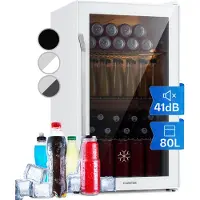 Klarstein Mini Kühlschrank mit Glastür, Mini-Kühlschrank für Zimmer, Getränkekühlschrank Klein mit Verstellbaren Ablagen, Kleiner Kühlschrank 80 Liter, Indoor/Outdoor Kühlschrank Leise