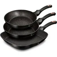 Berlinger Haus Black Rose Bratpfannenset + Grillpfanne 20-24-28cm Induktion Aluminium Antihaftbeschichtung Schwarz