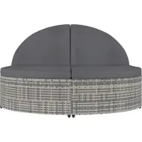 vidaXL "2026 Aktion"Doppel-Sonnenliege/Sonnenliege HOMMIE - Gartenliege - Gartenmöbel - mit Kissen Poly Rattan Grau - 198x138x28 cm DEMöbel 2149366