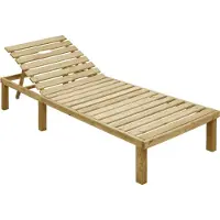 Syfax Sonnenliege, Gartenliege mit verstellbarer Rückenlehne, imprägniertes Kiefernholz, beige Auflage, 200x70 cm, witterungsbeständig