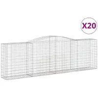 vidaXL Gabionen mit Hochbogen 20 Stk 400x50x120/140cm Verzinktes Eisen