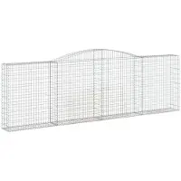 vidaXL Gabione mit Hochbogen 400x30x120/140 cm Verzinktes Eisen