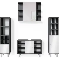 Vicco Badmöbel-Set Fynn Anthrazit 4 Teile, mit Midischränke, Model 34724